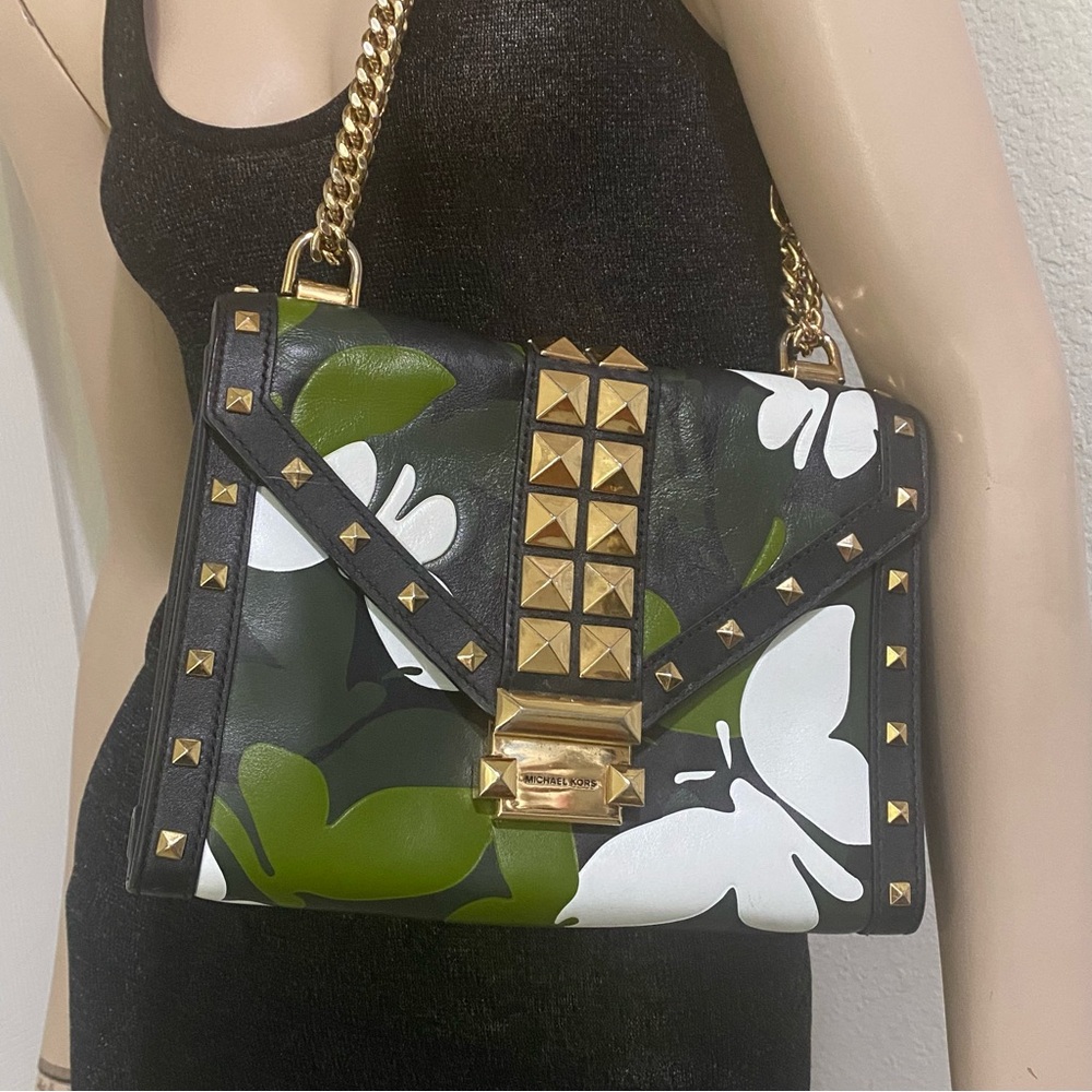 MICHAEL Michael Kors Whitney Studded Camo Butterfly Chain Shoulder Crossbody Bag
